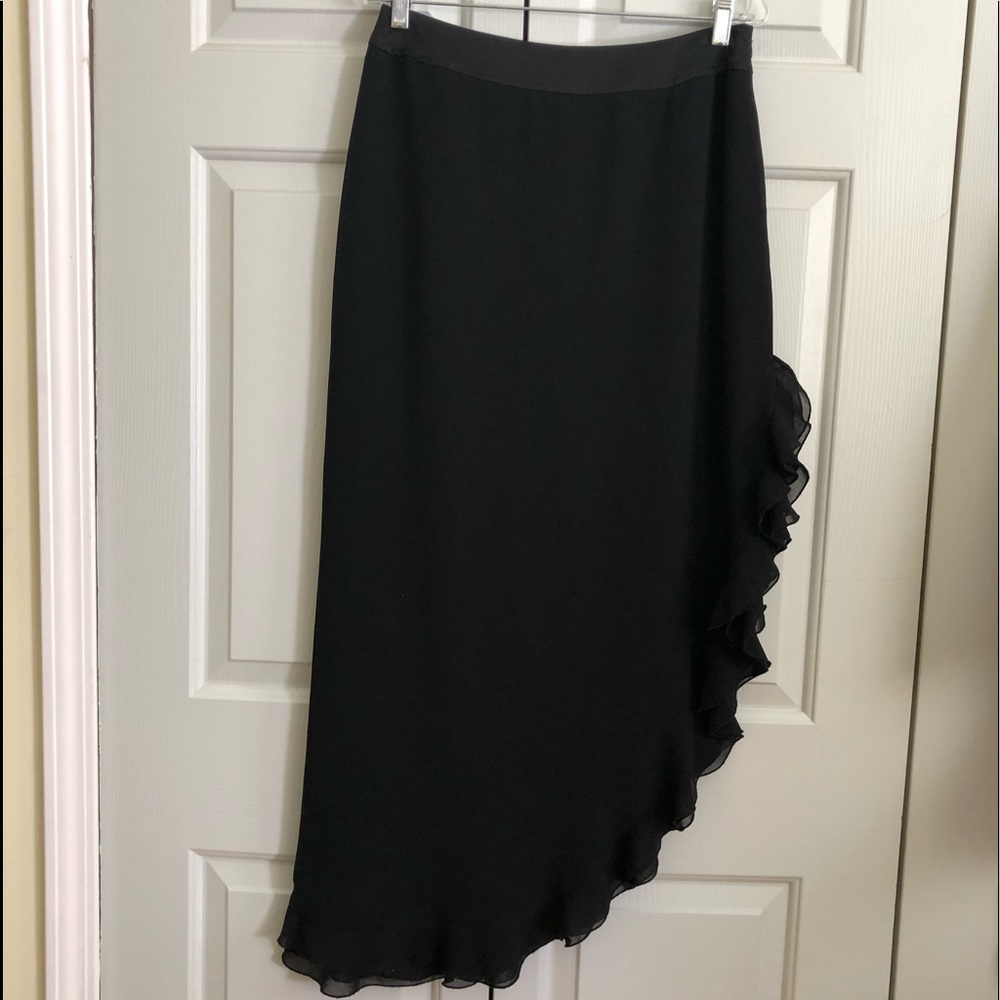 Js Collections Ruffled Slit Side Lined Skirt Blac… - image 1